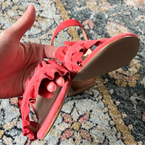 Sole Society Scyler Ruffle Suede Block Heel Sandals Sz 11 - Picture 3 of 8